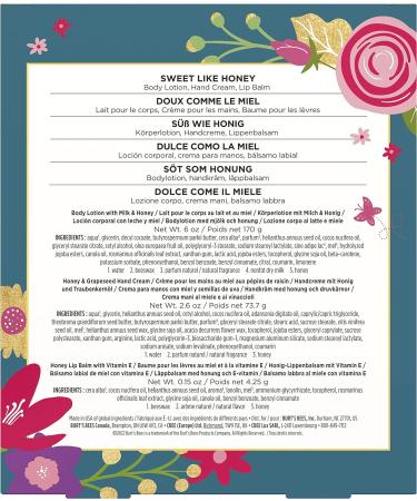 Burt's Bees Gifts 3 Skincare Products Sweet Like Honey Spring Set - Honey Lip Balm Milk and Honey Body Lotion & Honey Grapeseed Hand Cream - Buy Online on GoSupps.com