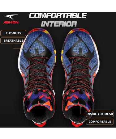 ASHION Men's High Top Basketball Shoes - Lightweight & Breathable Sneakers - Size 10.5 V-Multicoloured - Buy Online on GoSupps.com