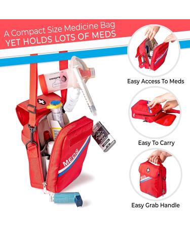 PracMedic Bags Medicine Bag - First Aid & Epipen Carry Case for Diabetic Supplies - Travel Medicine Bag for Allergies & Asthma - T-MEDS Red - Buy Online on GoSupps.com