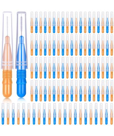 100 pieces interdental brush toothpick dental tooth floss head mouth hygiene interdental brush tooth flap toothpick cleaners cleaning tool (orange and blue) - Buy Online on GoSupps.com