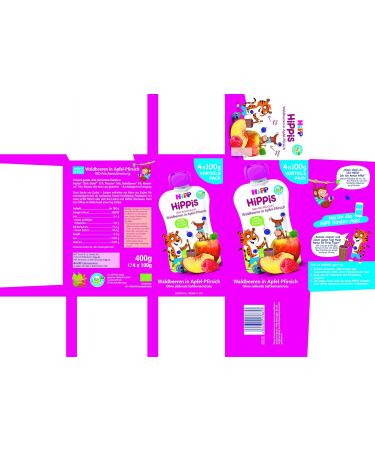 Buy Hippi Hippis Squeezing Bag Advantage Pack - 100% Organic Forest Berries & Apple Peach (4 x 100g) - No Added Sugar | Healthy Snacks for Kids - International Shipping - Buy Online on GoSupps.com