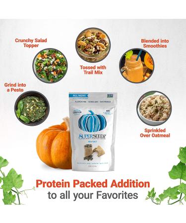 Superseedz Gourmet Roasted Pumpkin Seeds | Sea Salt | Plant Based Protein Snacks | Whole 30, Paleo, Vegan & Keto Friendly | Made in USA | Dairy, Nut & Gluten Free | 5oz (Pack of 6) - Buy Online on GoSupps.com