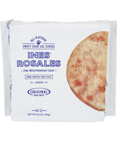 Ines Rosales Original Sweet Olive Oil Tortas (Tortas de Aceite Originales) 6.34 Oz (180 g) pack, contains six Fine Mediterranean Crisps (Tortas) individually wrapped (Pack of 1) 6.34 Ounce (Pack of 1)