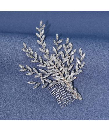 WONRLUA Bridal Hair Comb  Wedding Hair Accessories for Brides  Bridal Headpieces for Wedding Silver-L
