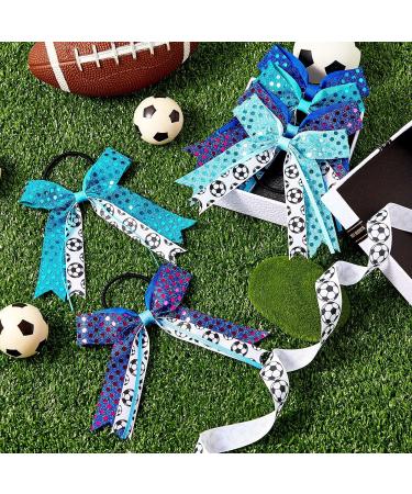 Juexica Soccer Hair Bows 16-Piece Set - Sparkly Accessories for Girls and Women Players - Elastic Scrunchies for Ponytails - Blue - Buy Online on GoSupps.com
