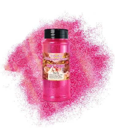 Aslanka Aslanka Holographic Glitter Powder - 140g - Bright Pink - Rainbow Multicolored Glitter Powder - Manicure Epoxy Resin Eyeshadow Face DIY Crafts