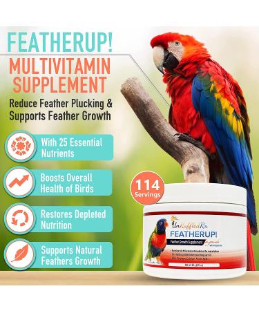 UnRuffledRx FeatherUp! Bird Multivitamin with Biotin - 90 gm - 240 Servings - Buy Online on GoSupps.com