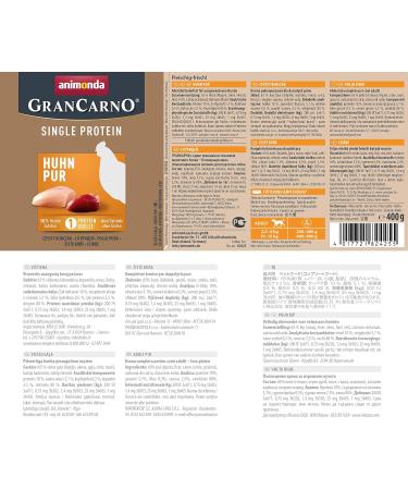 Animonda Gran Carno Adult Superfoods Wet Dog Food - Pure Chicken 6 x 400g | Premium Nutrition for Adult Dogs - Buy Online on GoSupps.com