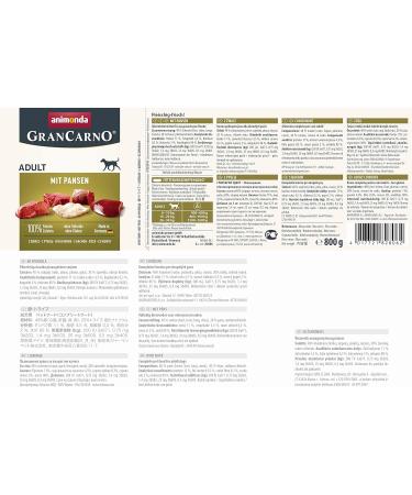 Animonda GranCarno Adult Wet Dog Food with Tripe - 6 x 800g | Premium Nutrition for Adult Dogs | International Shipping Available - Buy Online on GoSupps.com