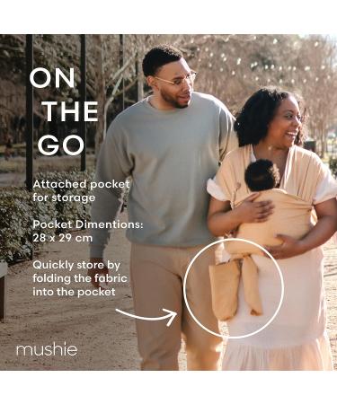 Mushie Organic Cotton Baby Wrap Carrier for Newborns 8-35 lbs - Beige Melange - Buy Online on GoSupps.com