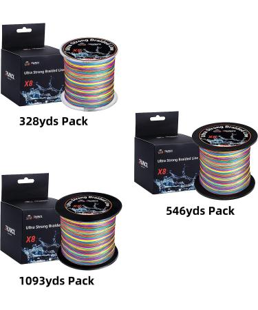 RUNCL 8 Strand Braided Fishing Line - 546Yds/500M, 30LB, Rainbow Color - Abrasion Resistant, Durable, Zero Stretch - Buy Online on GoSupps.com