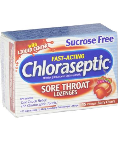 Chloraseptic Fast Acting Sore Throat Lozenges with Soothing Liquid Centre Sugar Free Berry Cherry Flavour 15 Lozenges - Buy Online on GoSupps.com