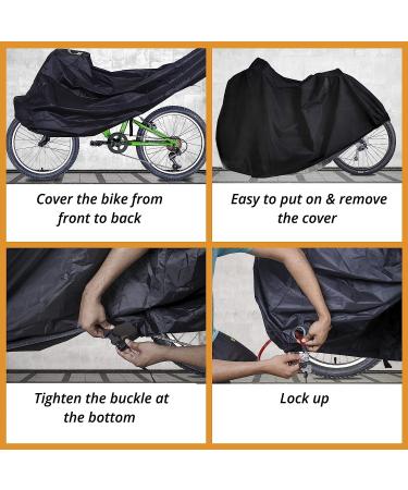 Rockoo Waterproof Bike Cover for 2 Bikes | Heavy Duty 190T Nylon, UV Protection, Dustproof | Lock Holes, Storage Bag | Ideal for Mountain & Road Bikes, Black - Buy Online on GoSupps.com