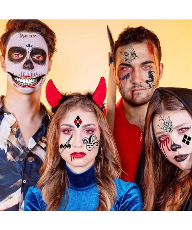 Rejaski Joker Tattoos - 12 Sheets Suicide Squad & Halloween Face Makeup Kit - Fake Temporary Stickers - Buy Online on GoSupps.com