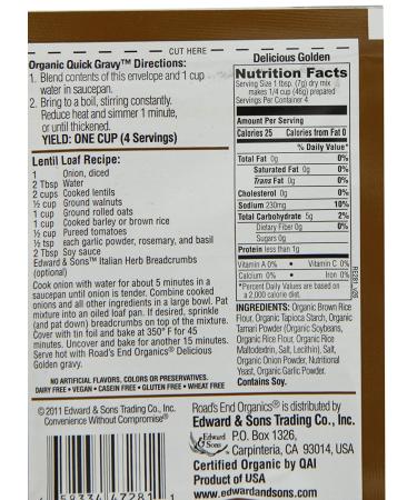 Road's End Organics Gluten Free Golden Gravy Mix 1 oz Pouch (12 Pack) - Buy Online on GoSupps.com