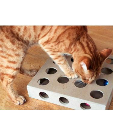 Unique Design - Interactive Indoor Cat Toy Puzzle Box As Seen on Channel 5 s The Secret Life of Kittens - Four Cat Toys Included 3 Balls and a Mouse Best Gift for any Cat Kitten or Their Owner! - Buy Online on GoSupps.com