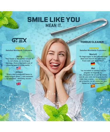GTEX Tongue Scraper (3 Pack) - Medical Grade Stainless Steel Cleaner for Adults and Kids - Travel Pouch Included - Buy Online on GoSupps.com