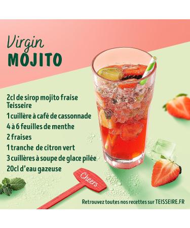 Teisseire Strawberry Mojito Flavor Syrup for Cocktail and Cocktail without Alcohol Refreshing Drink Natural Flavors Bottle 60cl - Buy Online on GoSupps.com