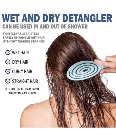 Fiora Naturals Hair Detangling Brush - Bio-Friendly Detangler for Curly & Straight Hair - Gentle Ultra-Soft Bristles - Suitable for Women, Men, Kids & Toddlers - Wet & Dry Hair - Spiral Ocean Design - 1 Count - Buy Online on GoSupps.com
