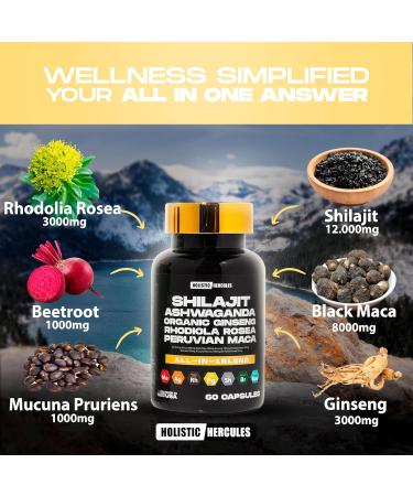 Holistic Hercules Rhino Horn - Vitality Boost - 8 in 1 Potent Shilajit Blend - Buy Online on GoSupps.com