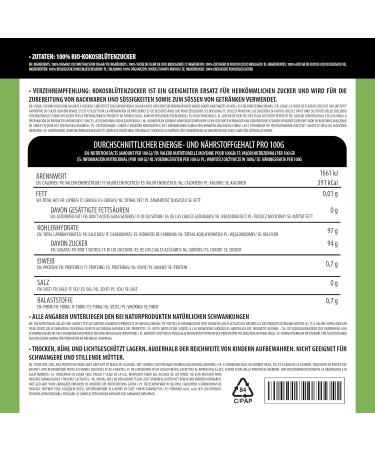 Organic Coconut Blossom Sugar (500g) - Gluten-Free, Lactose-Free, Vegan | From Controlled Organic Cultivation | Laboratory-Tested | 500 GR - Buy Online on GoSupps.com