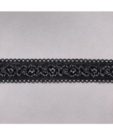 Lace Realm 1 Inch Wide Black Stretch Lace Ribbon for Bridal Wedding Decorations - DIY Crafts (9073 Black) - Buy Online on GoSupps.com