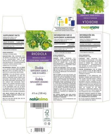 Naturalma Rhodiola Rosea Root Tincture 4 fl oz - Vegan Herbal Supplement from Italy | Alcohol-Free Liquid Extract for Stress Relief - Buy Online on GoSupps.com