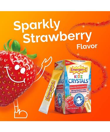 Emergen-C Kidz Crystals On-The-Go Immune Support Supplement - Sparkly Strawberry Flavored 56 Stick Packs - Buy Online on GoSupps.com