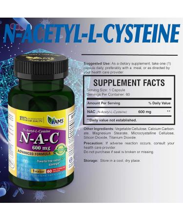 America Medic & Science NAC 600mg - Lung Health & Immune Support Supplement | N-Acetyl-Cysteine Antioxidant | 60 Capsules - Buy Online on GoSupps.com