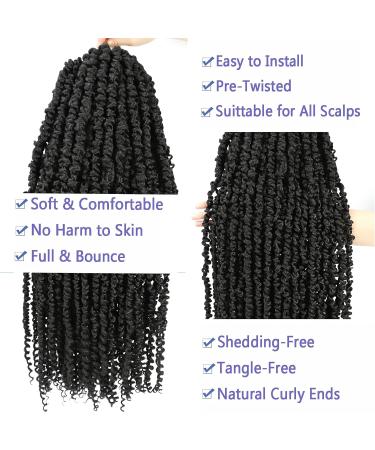 30-inch Pre Twisted Passion Twist Crochet Hair 7 Packs | Super Long Bohemian Curly End | Pre Looped for Black Women | 1B Color - Buy Online on GoSupps.com