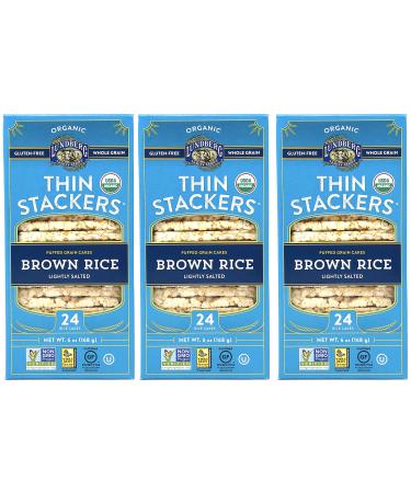 Lundberg Thin Stackers Organic Rice Cakes Lightly Salted Brown Rice Pack of 3
