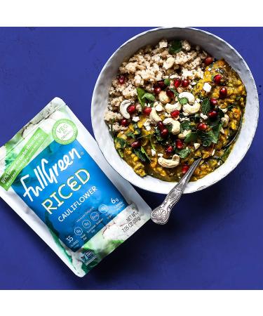 Fullgreen Cauliflower Rice - Low-Carb & Low-Cal - 89% Less Carbs Than Rice - Vegan, Gluten/Grain Free - Non GMO - 6 Pouches - Buy Online on GoSupps.com
