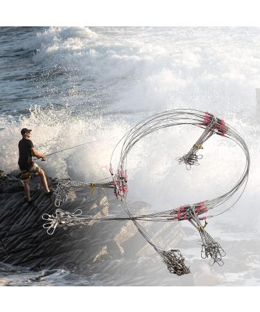 Stainless Steel Wire Leader Rigs with Swivel Snaps and Beads - 12pcs Fishing Lures Tackle Rigging 29.33 inch - 3 Arms - Buy Online on GoSupps.com