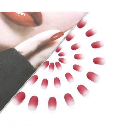 Elegant Pink Oval Gradient Press-On Nails - Bohend Matte Tips for Weddings & Daily Use - Perfect for Women & Girls - Buy Online on GoSupps.com