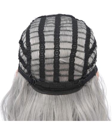 FAELBATY Ombre Grey Short Bob Wig with Air Bangs - Curly Wavy Synthetic Cosplay Wig for Women - 12 Dark Root Ombre Gray - Buy Online on GoSupps.com