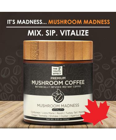 Complete 10 Mushroom Coffee infused with 10 Superfood Mushrooms Organic Cordyceps Lion's Mane Reishi Turkey Tail Maitake Chaga Tremella Shiitake Oyster & Agaricus Blazei Adaptogens for All-Day Vitality Energy Clarity Stress Relief Hydration Digestion & Im - Buy Online on GoSupps.com