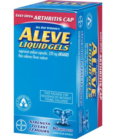 Aleve Liquid Gels with Easy Open Arthritis Cap 220mg - 80 Count | Fast Pain Relief - Buy Online on GoSupps.com