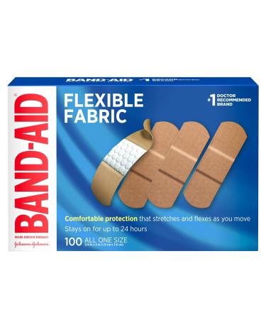 Band-Aid Flexible Fabric Adhesive Bandages 3/4" X 3" 100 Ct 10 Count (Pack of 1) Adhesive