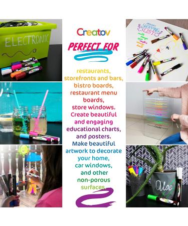 Liquid Chalkboard Window Chalk Markers -12 Pack Erasable Pens Great for Chalkboards & Glass - Non Toxic Safe & Easy to Use Washable Marker Neon Bright Vibrant Colors Pen for Kids and Adult - Buy Online on GoSupps.com