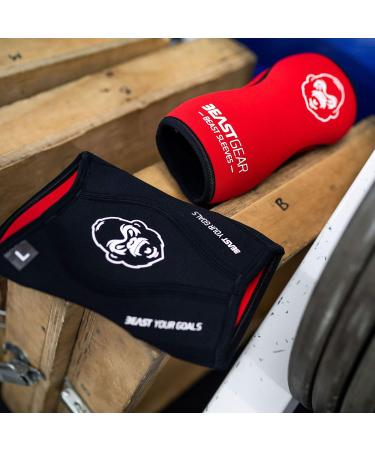Beast Gear Sleeves - Premium 5mm Neoprene Compression Knee Bandages for Weightlifting CrossFit & Run - XL Support & Protection - Buy Online on GoSupps.com