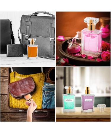 Belle Vous 4 Pack Clear Perfume Spray Bottles - 50ml Square Glass with Gold Atomizer - Portable Travel Flakon for Essential Oils & Aftershave - Buy Online on GoSupps.com