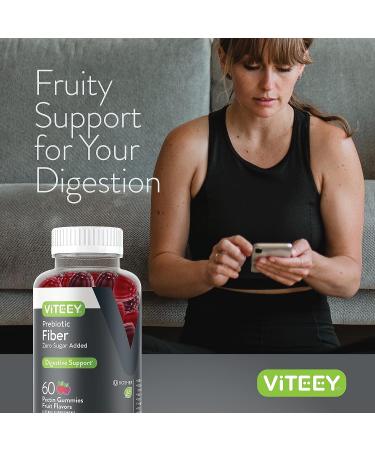 Viteey Fiber Prebiotic Gummies - Vegan Dietary Supplement for Digestive Health & Weight Support - Fruit Flavored Pectin Gummy for Adults, Teens & Kids - Buy Online on GoSupps.com