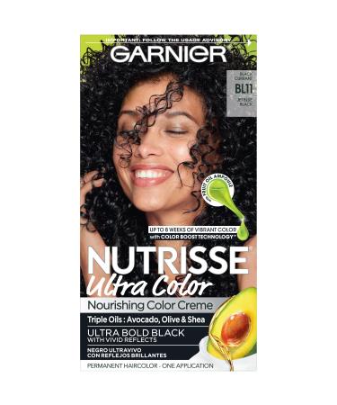 Garnier Hair Color Nutrisse Ultra Color Nourishing Creme BL11 Jet Blue Black (Black Currant) Permanent Hair Dye 1 Count (Packaging May Vary)