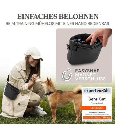 Heimatpfoten Imitation Leather Dog Food Bag - One-Handed Magnetic Closure Treat Bag - Stylish & Functional for Walks - Black - Buy Online on GoSupps.com
