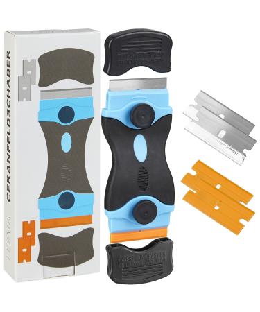 Hob Scraper Tool Set: Glass Stove Cleaner 6 Blades  3 Stainless Steel Blades, 3 Plastic Blades  Induction Hob Oven Cleaner  LIVAIA Cooktop Cleaner