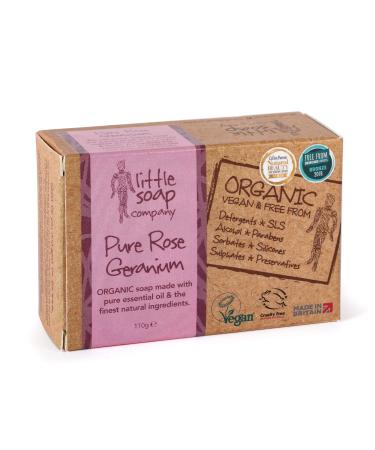 Little Soap Company Organic Soap Bar Vegan Cruelty Free No SLS or Parabens With Rose Geranium Natural & Organic Body & Hand Soap (110g) Rose & Geranium 110 g (Pack of 1) - Buy Online on GoSupps.com