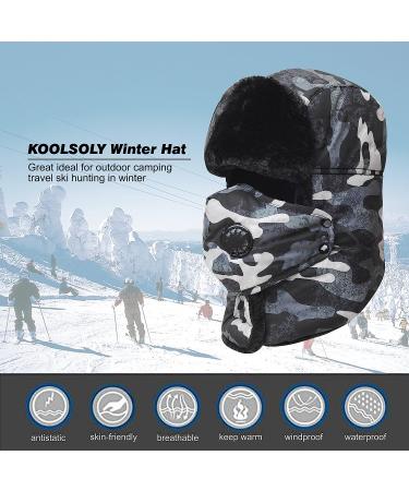 Trooper Trapper Hat with Ear Flap & Windproof Ski Mask - Gray - Buy Online on GoSupps.com