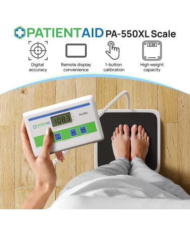 Medical Grade Portable Floor Scale - Easy-to-Read Digital Display - Heavy Duty for Home, Hospital & Physician Use - Pound & Kilogram Settings - 12 x 12.5 Platform - 550 lb Limit by Patient Aid - Buy Online on GoSupps.com