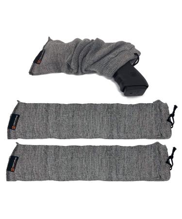 Arcturus Silicone-Treated Handgun Socks - Wide Flexible Design (3" x 16") Easily Fits Your Pistol or Revolver. Gray 2-Pack