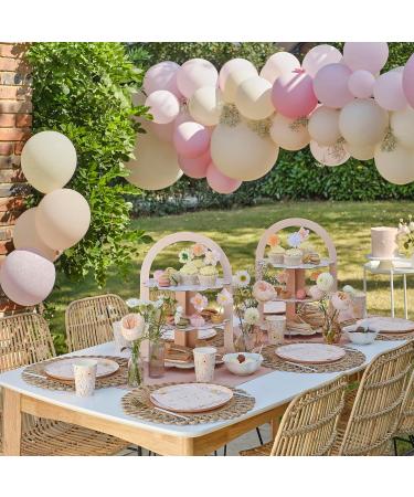 Ginger Ray Pink Floral Happy Birthday Napkins - Scalloped Party Tableware | 16 Pack for Perfect Celebrations - Buy Online on GoSupps.com